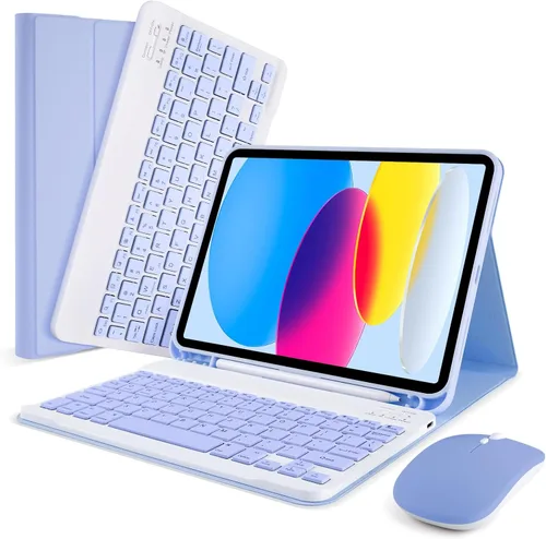 Vista 9 de LAMA Funda con Teclado Touchpad para iPad (A16) 11ª generación 2025/10ª generación 2022, funda tipo folio con soporte para lápiz, trackpad