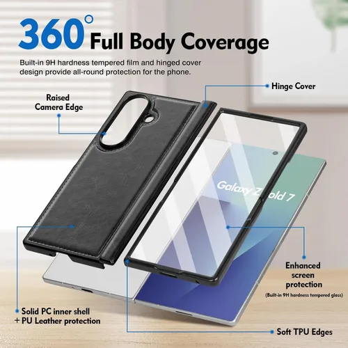 Vista 2 de SkyEagle Funda Cartera magnética desmontable compatible con Magsafe para Samsung Galaxy Z Fold 7 con tarjetero Protector de pantalla integrado