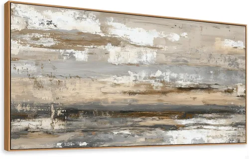 Vista 12 de HUADAOART Arte para pared, pintura abstracta, arte moderno, fondo dorado y azul, impresiones en lienzo para sala de estar, dormitorio, obras de arte
