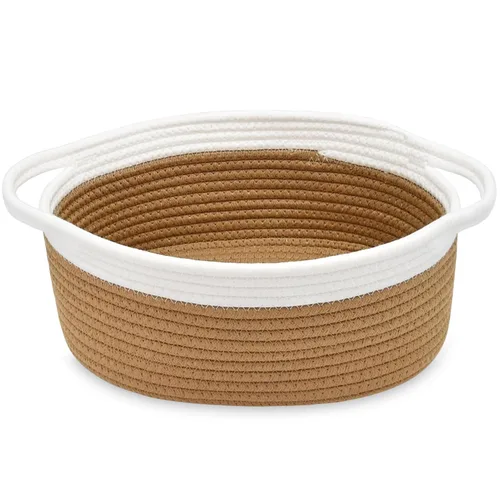Vista 26 de ABenkle Cesta Pequeña con Asas - Contenedor de Almacenamiento Tejido de Cuerda Decorativo Duradero Cubo Organizador de Estante, Cesta de Regalo