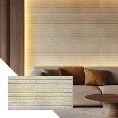 Vista 7 de Dundee Deco PG7042 - Sellos de madera sintética color blanco, beige y marrón, 3.2 x 1.6 pies, panel de pared 3D de PVC, decoración de paneles