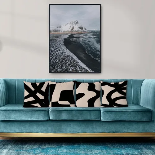 Vista 2 de KEUSPI Fundas de almohada decorativas negras y beige, juego de 4 fundas de almohada negras para sofá, decoración del hogar, estilo boho moderno