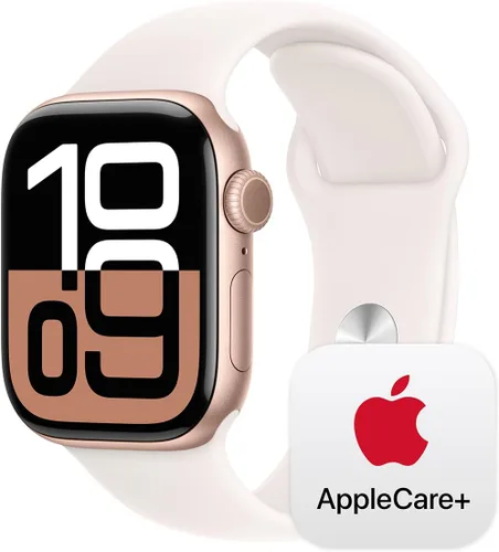 Vista 20 de Apple Watch Series 10 [GPS 42 mm] Smartwatch con caja de aluminio negro brillante y correa deportiva negra - M/L. Rastreador de fitness, aplicación