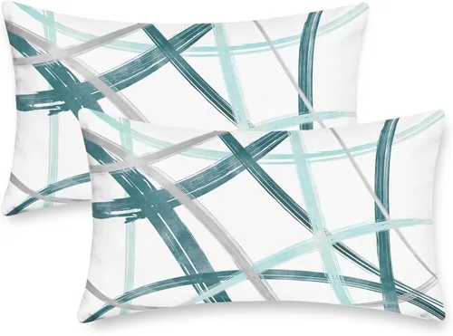 Vista 12 de CaliTime Juego de 2 fundas de almohada decorativas de vellón con líneas geométricas abstractas en forma de arco, para sofá, cama, decoración de casa