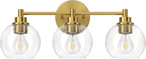 Vista 10 de VONLUCE Accesorios de iluminación de baño, luz de tocador de baño de 2 luces con pantallas de vidrio globo E26, luces de tocador para dormitorio