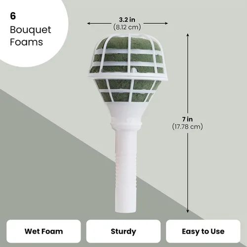 Vista 4 de Juvale Paquete de 6 soportes de espuma para ramos, ideales para flores frescas, decoración de bodas, arreglos florales y proyectos de jardinería