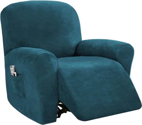 Vista 10 de PrinceDeco Funda para silla reclinable, fundas elásticas de terciopelo para sofá reclinable, estilo de 4 piezas, fundas para sillas reclinables