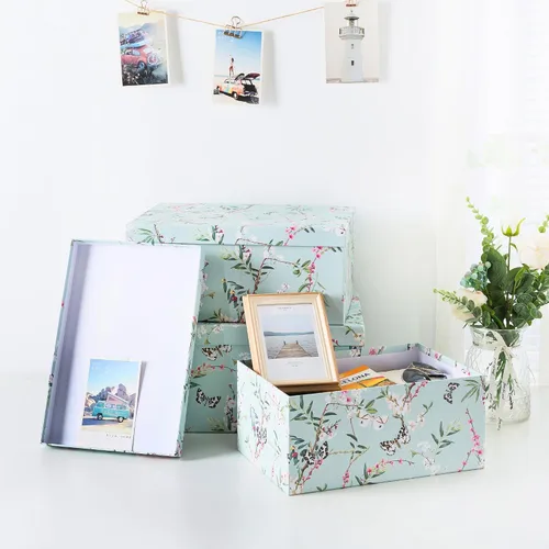 Vista 6 de Soul & Lane Cajas de almacenamiento de fotos de mariposas en vuelo (juego de 3): cajas anidables con tapas, contenedores de cartón decorativos