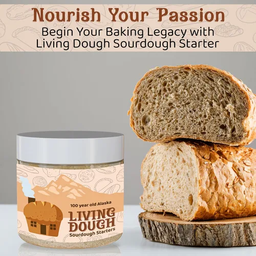 Vista 3 de Living Dough - Cultura de Masa Madre Amistosa Amish de 55 Años - Masa Madre Dulce y Orgánica para Hornear - Para Pan Artesanal, Masa para Pizza