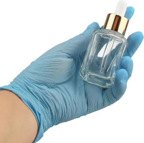 Vista 4 de COSIDEA 6pcs vacías 1.0 fl oz 1 OZ Clear Sqaure botellas cuentagotas de vidrio con tapa dorada para contenedor de viaje de suero
