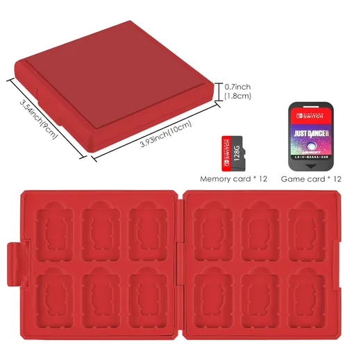 Vista 3 de Linkidea Game Card Case Compatible with Nintendo Switch NX NS, Hard Shell Protective Storage Carrying Box with 12 Card Slots and 12 Micro SD Card