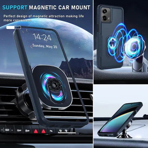 Vista 7 de Funda diseñada para Motorola Moto G 5G 2024 con soporte de anillo de metal integrado Protector de pantalla de vidrio templado, funda resistente