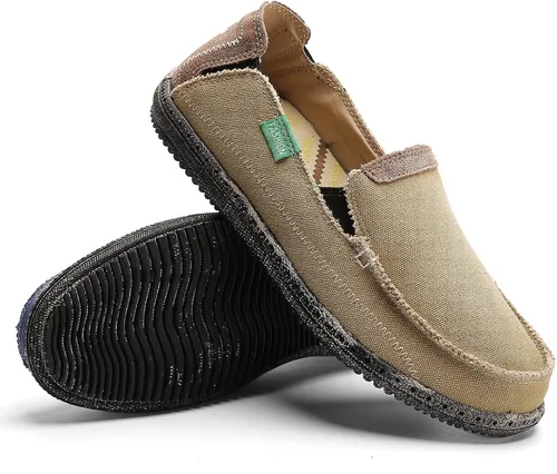 Vista 5 de Zapatos de lona sin cordones, antideslizantes, informales, planos, para exteriores, mocasines casuales para hombre de JAMONWU
