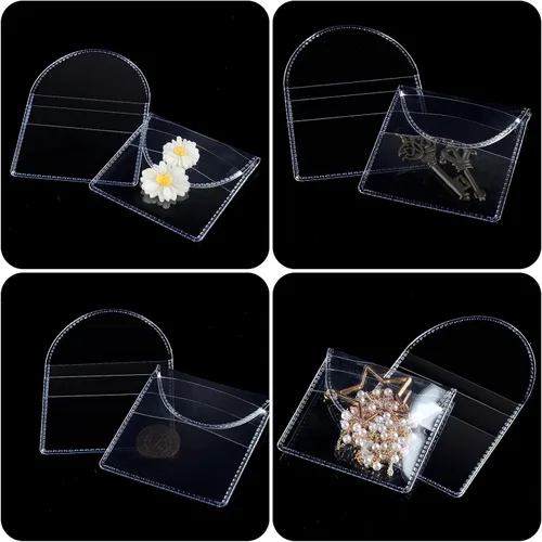 Vista 5 de Mimorou 100 fundas de plástico transparente para monedas, de un solo bolsillo, de 2 x 2 pulgadas, fundas de plástico transparente para cortar