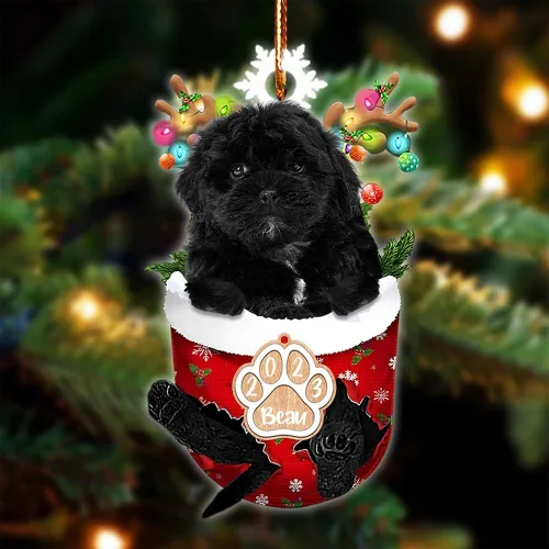 Vista 127 de NAZENTI Adorno Navideño de Bolsillo Personalizado de Affenpinscher en la Nieve, Adorno de Forma Acrílica de Perro, Adorno de Navidad 2023, Adorno