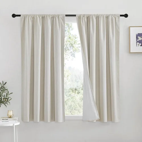 Vista 207 de RYB HOME Cortinas de lino texturizado 100% opacas de 84 pulgadas de largo, aislamiento térmico, privacidad, ahorro de energía para dormitorio, sala