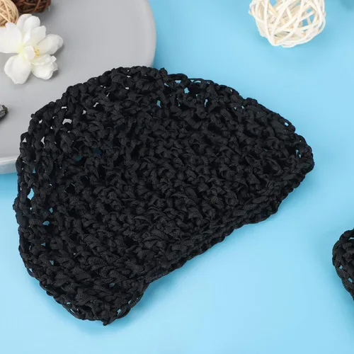 Vista 7 de Etercycle 2 piezas de malla de ganchillo para el cabello, redecilla de ganchillo de punto de rayón suave, gorra de dormir de ganchillo para mujer
