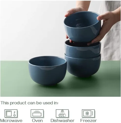 Vista 6 de DOWAN Tazones de sopa y cuencos de cereales de 5.8 pulgadas de profundidad, juego de 4 cuencos grandes de 30 onzas para cocina, cuencos de cerámica