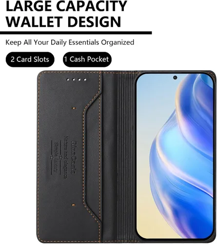 Vista 5 de Funda compatible con Realme P1 5G, compatible con Realme 12 4G / 12 Plus 5G / 13 4G Funda magnética con tapa negra