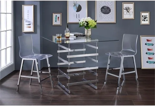 Vista 2 de Acme Silla de barra de acrílico transparente de 39 pulgadas de alto, taburete de bar para cocina, isla de comedor, patas de metal fácil montaje