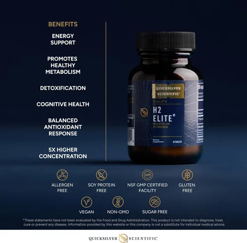 Vista 4 de Quicksilver Scientific H2 Elite - Hidrógeno molecular para apoyo energético + metabolismo, tabletas de agua perfectas para contenedores abiertos