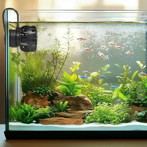Vista 8 de hygger Fabricante de ondas para acuario para tanques de peces de 5-10 galones, cabezas de alimentación DC ajustables para acuario con controlador