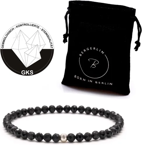 Vista 2 de BERGERLIN - Pulsera de piedra real natural con perla de plata de ley 925, piedras facetadas de 532de pulgada, pulseras genuinas con calidad