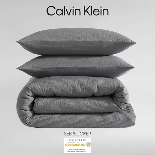 Vista 6 de Calvin Klein - Juego de funda de edredón tamaño Queen, ropa de cama texturizada súper suave con fundas a juego, decoración reversible del hogar
