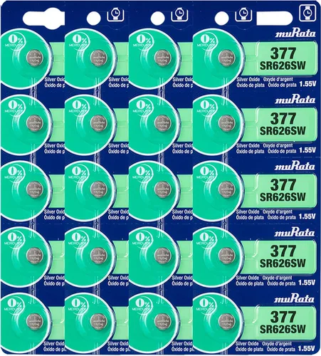 Vista 11 de Murata 377 SR626SW Batería 1.55V Celda de botón de reloj de óxido de plata - Sustituye a Sony 377 (2 baterías)