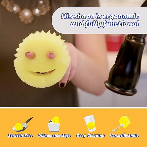 Vista 3 de Scrub Daddy Esponja – Aroma Fresco de Limón – Esponja Multiusos para Platos Sin Rayones – Sin BPA y Fabricada con Espuma de Polímero – Esponja