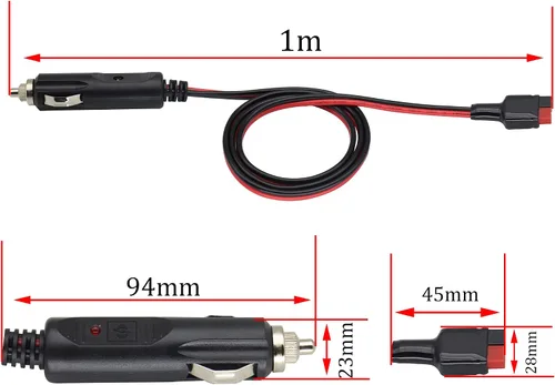 Vista 4 de Enchufe para encendedor de cigarrillos a an-der-Son con cable de extensión interno de 15 amperios 14 AWG, adaptador de cargador de batería, conector