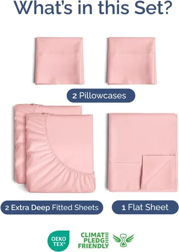 Vista 239 de Extra Deep Twin XL Sheet Set - 3 Piece College Dorm Room - White 01-Blanco