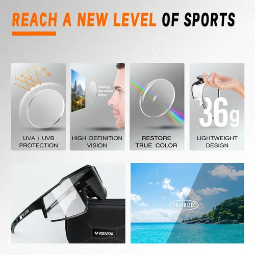 Vista 3 de Photochromic Sports Sunglasses XL for Men Women, TR90 Frame Cycling Glasses for Baseball, Running, Hiking