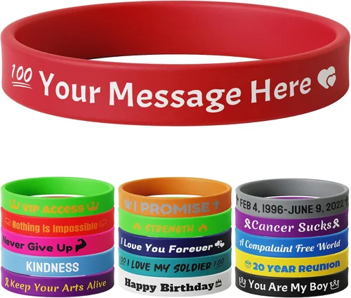 Vista 19 de 10-2000 piezas de pulseras de goma personalizadas con texto - Pulseras de silicona personalizadas a granel para conciencia, eventos, apoyo, regalos