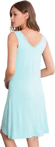 Vista 2 de WiWi Camisón de viscosa de bambú para mujer, ropa de dormir sin mangas, cuello en V, talla grande, tallas S-4X