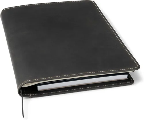 Vista 11 de Theodore Funda de cuero para cuaderno de 7.8 x 10.8 pulgadas con diario, para tableta, teléfono, cuaderno, tarjetas de visita, bolsillos