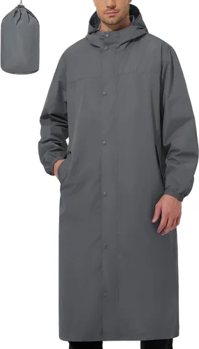 Vista 7 de UIQUR Chaqueta impermeable para hombre, ligera, larga, impermeable, rompevientos, ciclismo, correr, senderismo, plegable