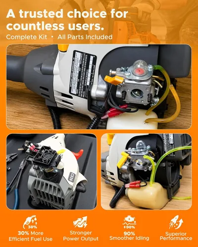 Vista 2 de MOTOALL Carburador soplador C1U-H60 para Homelite Ryobi RY28100 RY28120 RY28121 RY28140 RY28141 RY28160 RY28161 25cc 26cc 30cc recortadora con kit