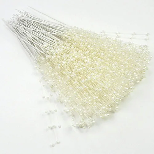 Vista 2 de Fodattm 100 tallos de perlas de imitación con cuentas para manualidades, cuentas de aerosol, tallos de alambre, accesorios de bricolaje, guirnalda