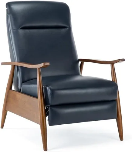 Vista 13 de Solaris Silla reclinable de piel sintética negra con brazo de madera