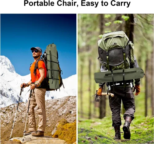 Vista 7 de Sillas plegables de camping colapsables Silla de césped de alta resistencia con bolsa para termos, bolsillo de almacenamiento, bolsa impermeable
