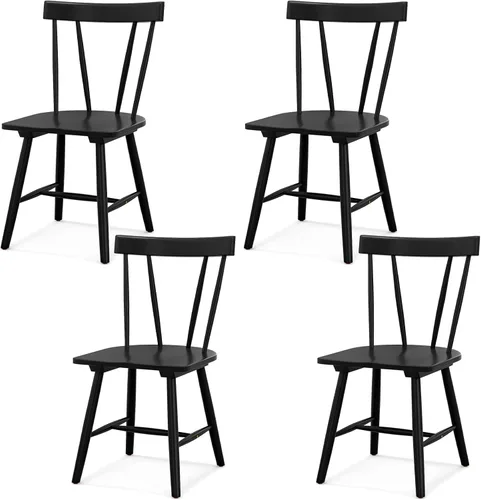 Vista 13 de NAFORT Juego de 2 sillas de comedor de madera, sillas Windsor modernas con respaldo de eje alto, asiento contorneado grande, carga máxima de 330