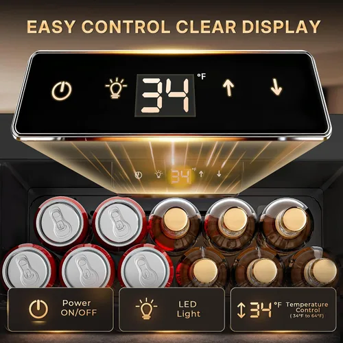 Vista 4 de Manastin Refrigerador de bebidas para 130 latas, mini refrigerador de 3.2 pies cúbicos con puerta de vidrio para bebidas, cerveza, vino, luz LED