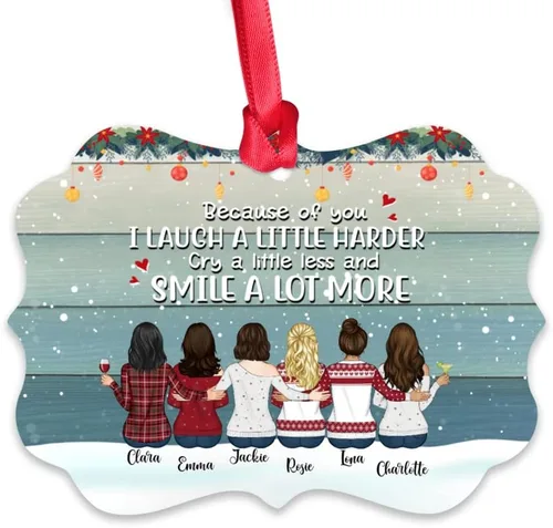 Vista 12 de Gossby Adorno personalizado para mejor amiga, regalo de Navidad personalizado con diseño, nombre, regalo de Navidad para mujeres, hermana del alma