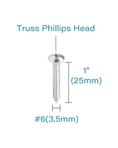 Vista 3 de Tornillos de madera Phillips de acero inoxidable 304 con cabeza de truss #6 x 1, 100 tornillos autorroscantes by IMSCREWS plateado