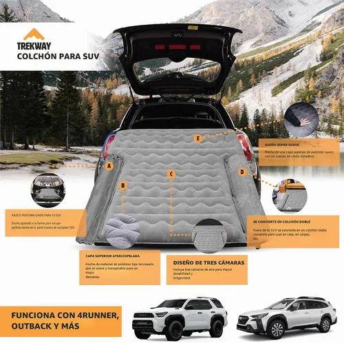 Vista 2 de Offroading Gear Colchón de aire inflable para SUV/Van con cámaras laterales – cama de camping para coche – para 4Runner, Outback, Forester