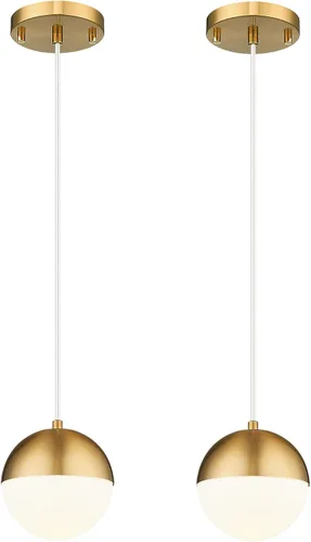Vista 30 de LMS Lámpara Colgante de Mediados de Siglo de 6 Pulgadas, Lámparas Colgantes de Color Negro Mate con Cristal de Globo Blanco, Lámparas de Techo