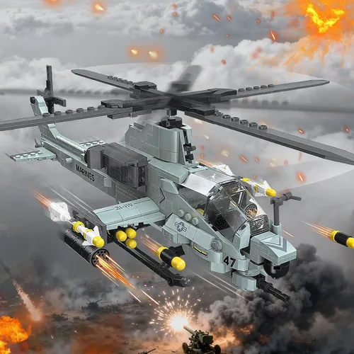 Vista 2 de AH-1Z Viper Attack - Juego de bloques de construcción de helicóptero (597 piezas) - Compatible con el juego de aviones Lego, kit de modelo de avión