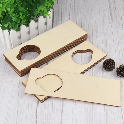 Vista 4 de 40 piezas de perillas de puerta de madera sin terminar, 9.4 x 3.2 x 0.1 pulgadas, letreros de perilla de puerta para pintura, manualidades, hogar