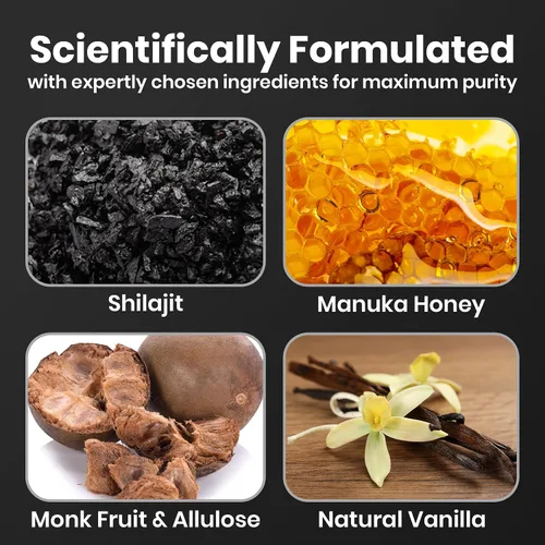 Vista 2 de Cured Shilajit - Gomitas para hombres con más de 85 minerales traza, ácido fúlvico y húmico Energía natural, resistencia y apoyo de resistencia